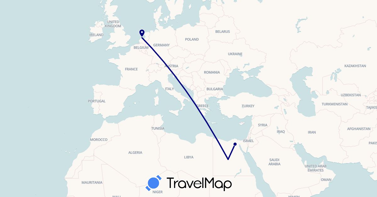 TravelMap itinerary: driving in Egypt, Netherlands (Africa, Europe)